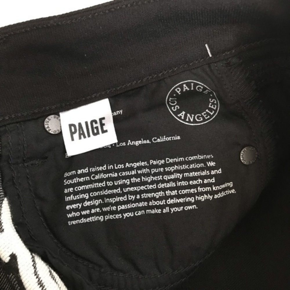 NWT Paige Emily Ultra Skinny Black Cream Appliqué Jeans Size 25 - Picture 10 of 10